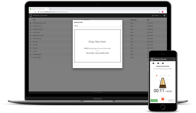 Melody Scanner App on different devices